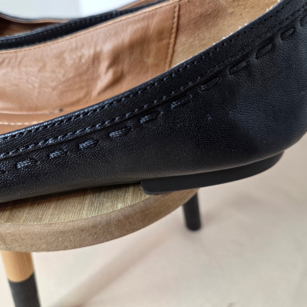 Frye & Co Womens Black Leather Whipstitch Round Toe Ballet Flats Shoes Size 8.5 - Picture 3 of 15